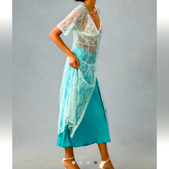 Anthropologie Dresses & Skirts - NWT Anthropologie Size Small Lace Button-Down Midi Dress in Pale Mint Green